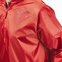 QUECHUA Pánska turistická bunda odolná voči vetru a vode Raincut 1/2 Zip červená ML