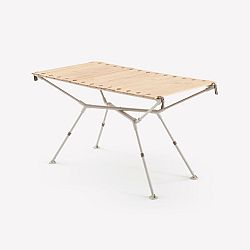 QUECHUA Skladný kempingový stôl pre 4-6 osôb - Drevené plató - Odkladacie vrecko