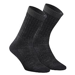 QUECHUA Turistické hrejivé ponožky SH100 U Warm polovysoké 2 páry čierna 35-38