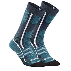 QUECHUA Turistické hrejivé ponožky SH500 Mountain vysoké 2 páry modrá 35-38