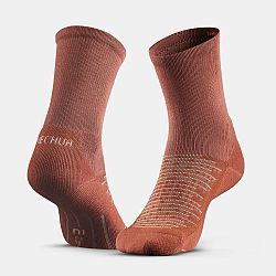 QUECHUA Vysoké ponožky Hike 100 svetlobéžové a tehlovočervené 2 páry hnedá 43-46
