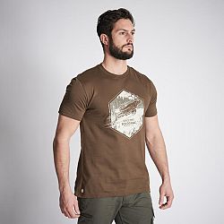 SOLOGNAC Bavlnené tričko 100 s krátkym rukávom a motívom jeleňa gaštanovohnedé hnedá L