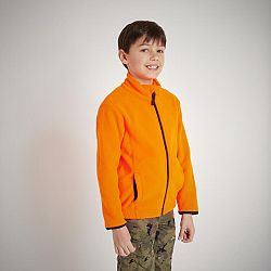 SOLOGNAC Detská hrejivá poľovnícka fleecová mikina 100 oranžová reflexná oranžová 12 rokov