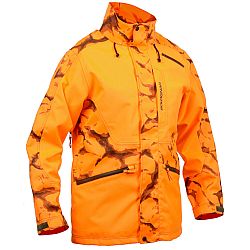 SOLOGNAC Pánska poľovnícka bunda Supertrack 500 nepremokavá odolná oranžová reflexná oranžová 2XL