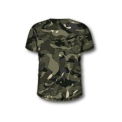 SOLOGNAC Poľovnícke tričko s krátkym rukávom 100 s maskovacím motívom lesa V1 zelené zelená 4XL