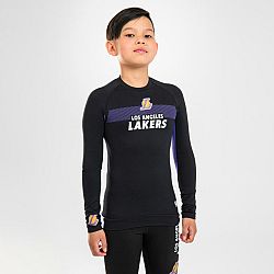 TARMAK Detské spodné tričko NBA Lakers s dlhým rukávom čierne 14-15 r (161-172 cm)