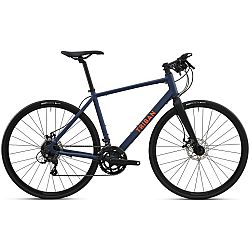 TRIBAN Cestný bicykel RC120 na cykloturistiku s kotúčovými brzdami modro-oranžový S