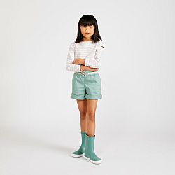TRIBORD Dievčenské šortky Sailing 100 na jachting zelené khaki 10 rokov