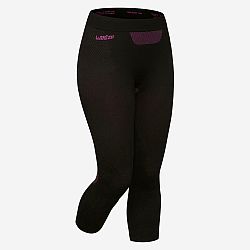 WEDZE Dámske lyžiarske spodné nohavice BL580 I-Soft bezšvové čierno-fialové čierna XL