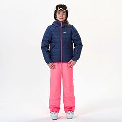 WEDZE Detská veľmi hrejivá a nepremokavá lyžiarska prešívaná bunda 180 Warm tmavomodrá 12 rokov