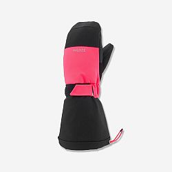 WEDZE Detské hrejivé a nepremokavé lyžiarske palčiaky - 550 čierno-reflexne ružové čierna 12 rokov