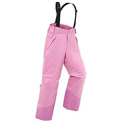 WEDZE Detské lyžiarske nohavice 500 PNF s trakmi nepremokavé ružové 12-14 r