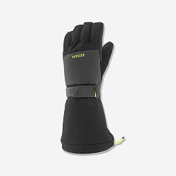 WEDZE Hrejivé a nepremokavé detské rukavice 550 na zjazdové lyžovanie čierno-sivé čierna 12 rokov