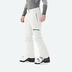 WEDZE Pánske hrejivé lyžiarske nohavice 500 rovný strih svetlobéžové M