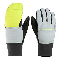 WEDZE Skialpinistické nepremokavé rukavice/palčiaky 2v1 sivo-žlté šedá XS