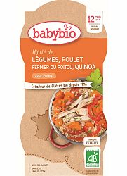 BABYBIO Menu zelenina s kuracím mäsom a quinoa 2x 200 g