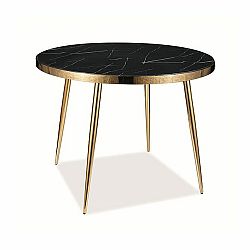 Sconto Jedálenský stôl COLVAN čierny mramor/zlatá